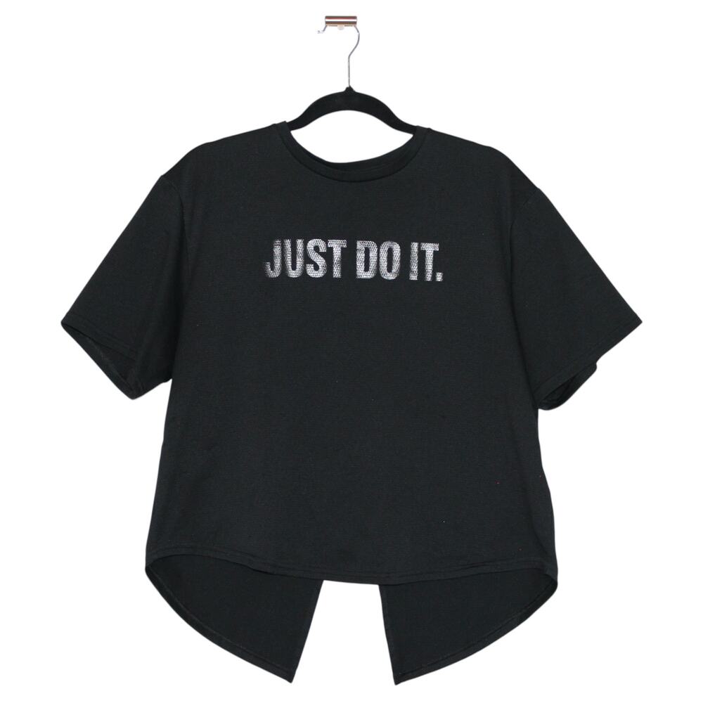 Nike Black Crop Top Tied Back Short Sleeve Small